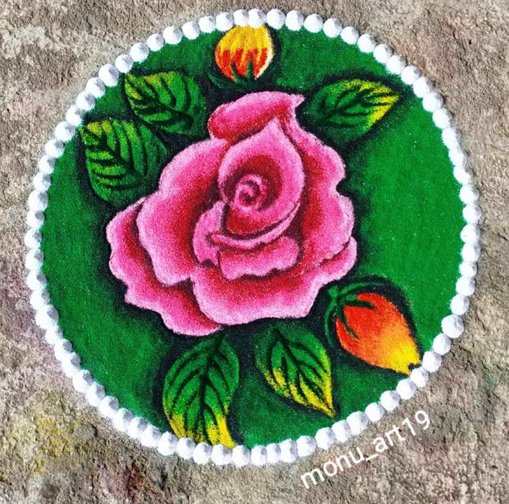 Delicate Rose Rangoli