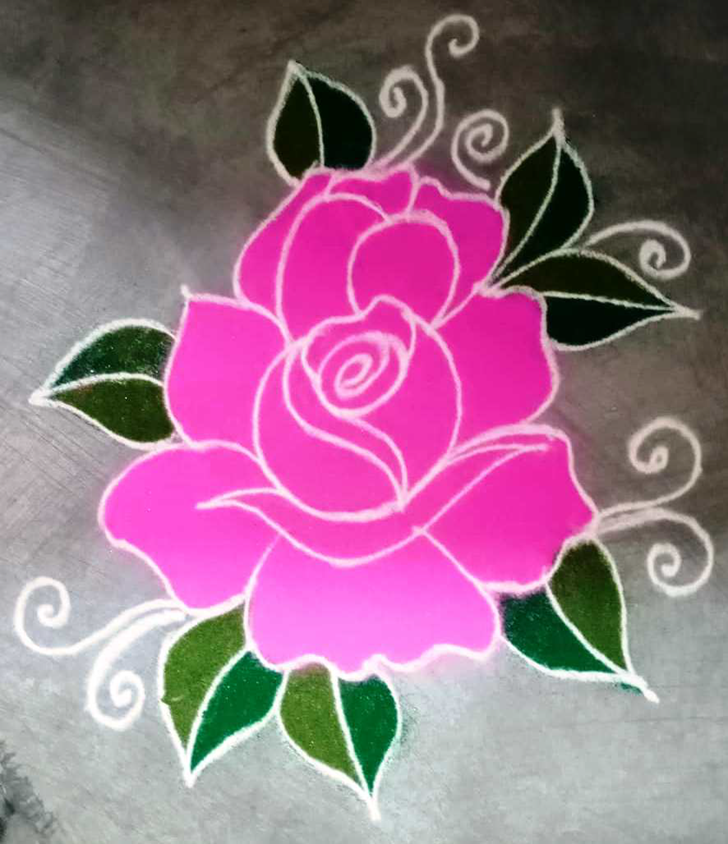 Elegant Rose Rangoli