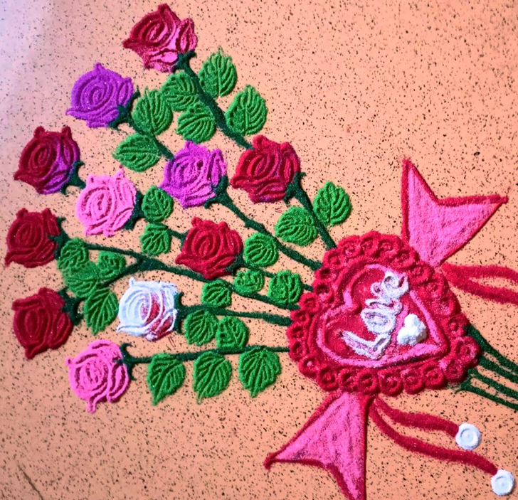 Magnificent Rose Rangoli