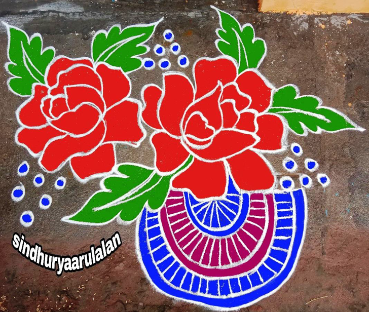 Wonderful Rose Rangoli Design