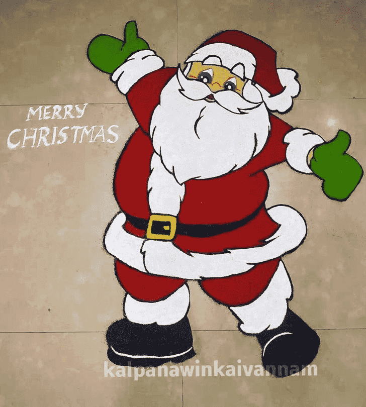 Appealing Santa Claus Rangoli