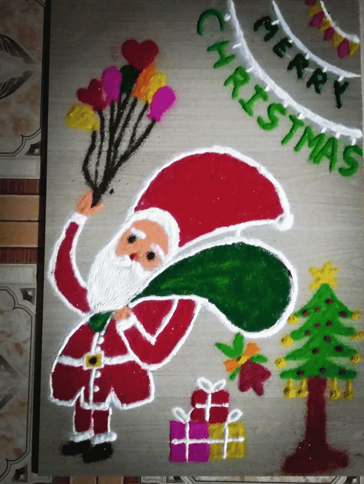 Delightful Santa Claus Rangoli